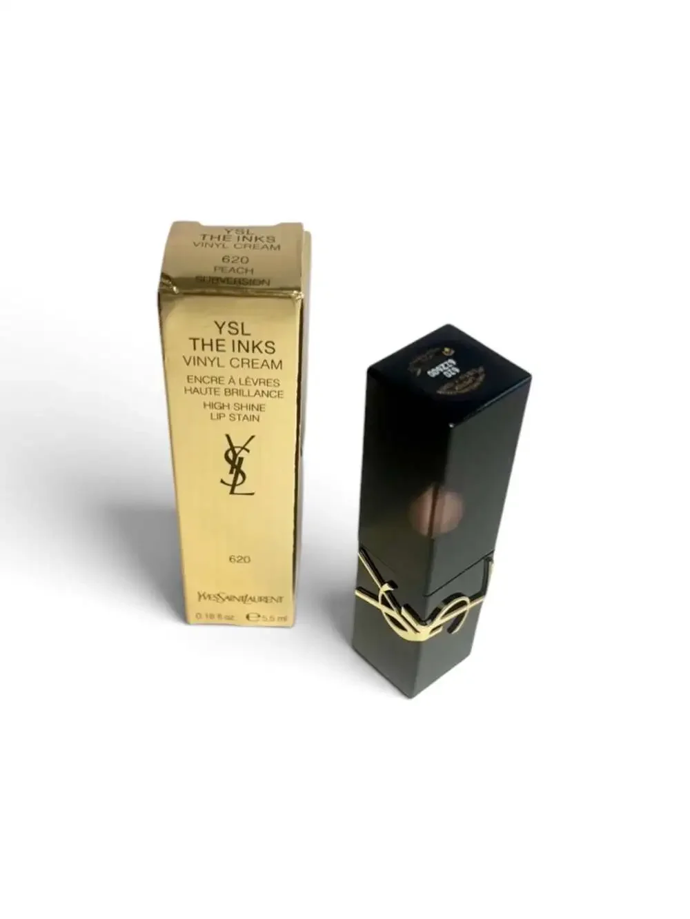 YSL The Inks Vinyl Cream High Shine Lip Stain in shade 620 Peach Subversion